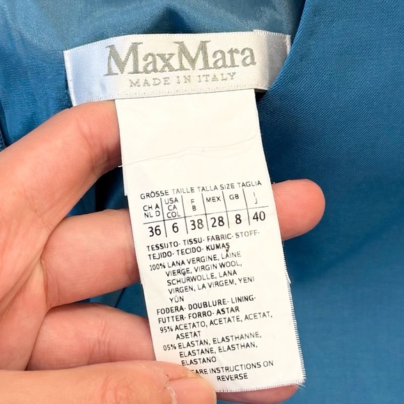 MaxMara Women’s Virgin Wool Teal Long Sleeve Midi Dress - Picture 4 of 5